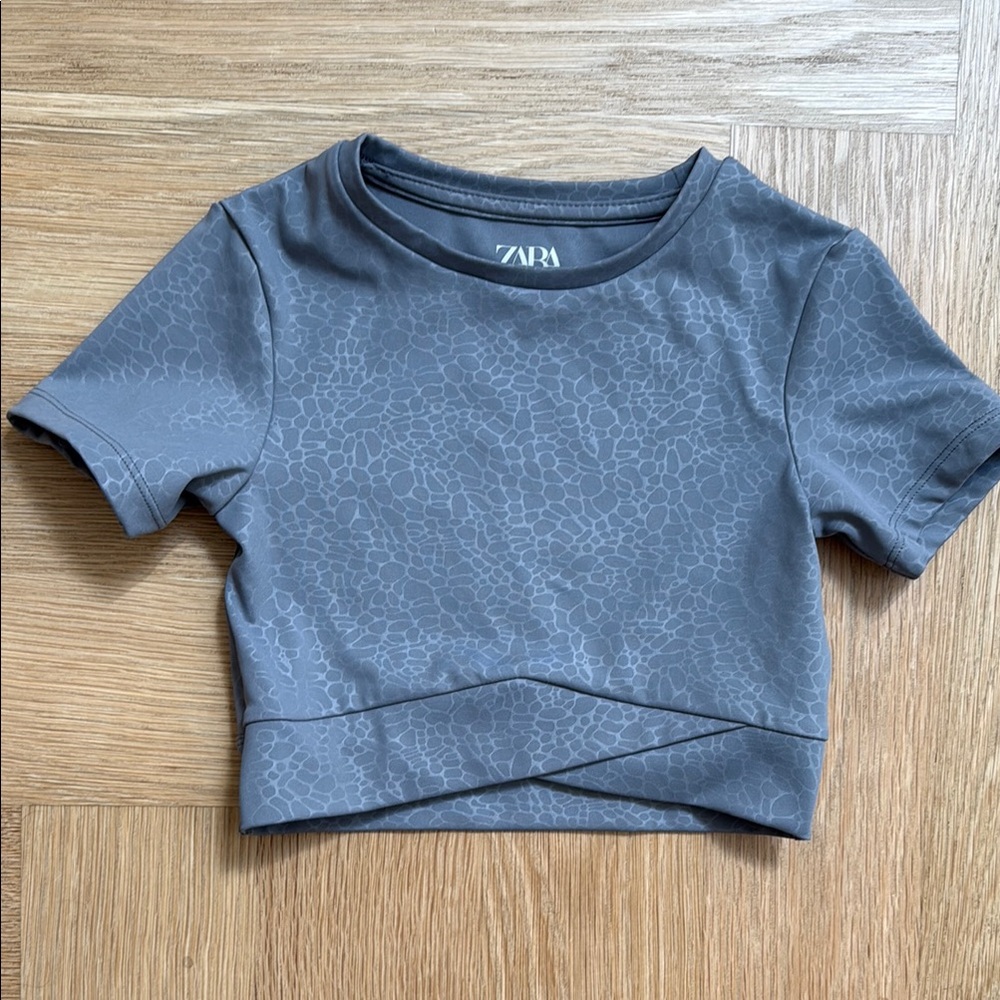 Zara Gray Textured Crop Top, Sz 8-9